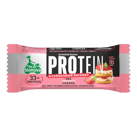 Батончик ™ "Bionova" Protein клубничный бисквит, 50 гр VM-00012409 - фото 10466