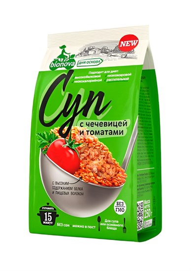 Суп ™ "Bionova" с чечевицей и томатами, 250 гр. VM-00012710 - фото 10564