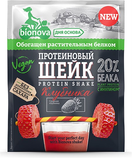 Протеиновый шейк ™ "BIONOVA" с клубникой, 25 гр. VM-00008161 - фото 11363