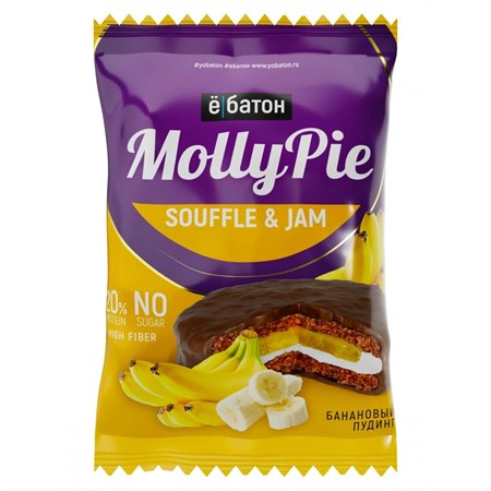 Печенье протеиновое ™ "Ё батон" Molly Pie банановый пудинг, 50 г VM-00013632 Печенье протеиновое ™ "Ё батон" Molly Pie банановый пудинг, 50 г VM-00013632