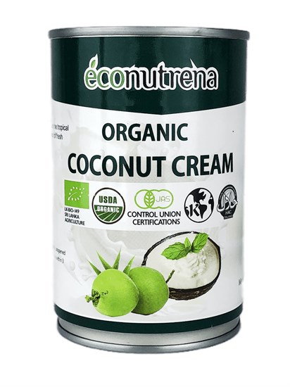 Кокосовые сливки ™  Econutrena  органические, 22%, 400мл, ж/б - фото 10201