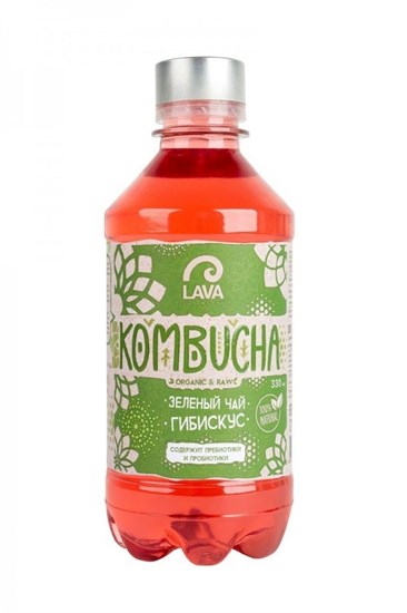 Напиток комбуча ™ "LAVA SUPERFOOD KOMBUCHA" "Зеленый чай, гибискус", 330 мл VM-00008452