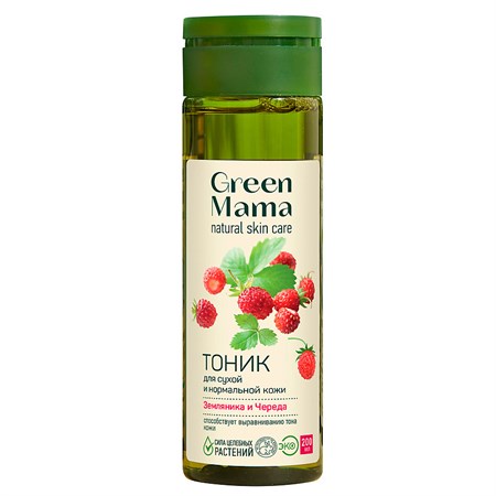 Тоник для лица™ Green mama для сухой и нормальной кожи Земляника и Череда, 200 мл VM-00012036 - фото 12228