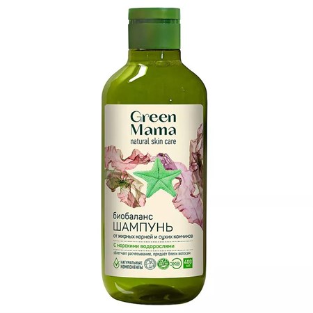 Шампунь ™ Green mama Биобаланс от жирных корней и сухих кончиков с морскими водорослями VM-00012022 - фото 12234