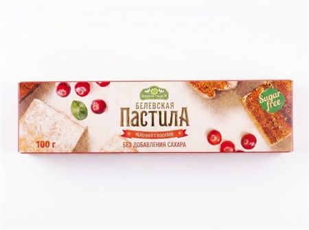 Пастила ™ "Белевские сладости" Яблочная с клюквой, без сахара, 100 г. УП-00000257