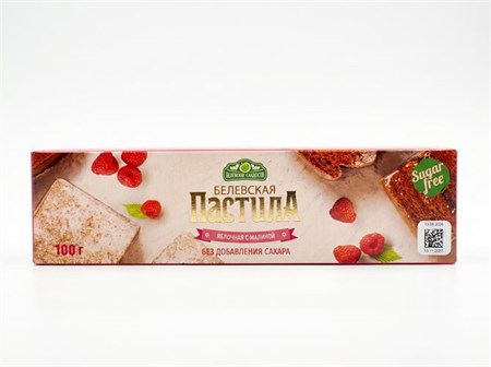 Пастила ™ "Белевские сладости" Яблочная с малининой, без сахара, 100 г. УП-00000259