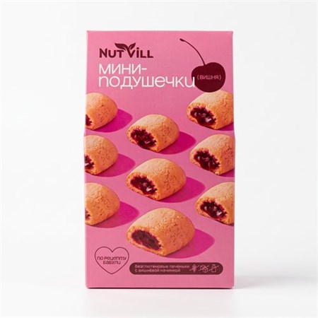 Печенье "NutVill" Мини-подушечки с вишнёвой начинкой, 85г УП-00000489