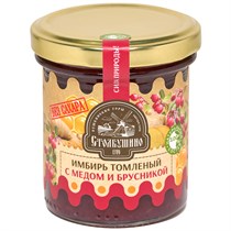Имбирь томленый ™ "Столбушино" с медом, БРУСНИКОЙ  БЕЗ САХАРА 160 гр. VM-00011418